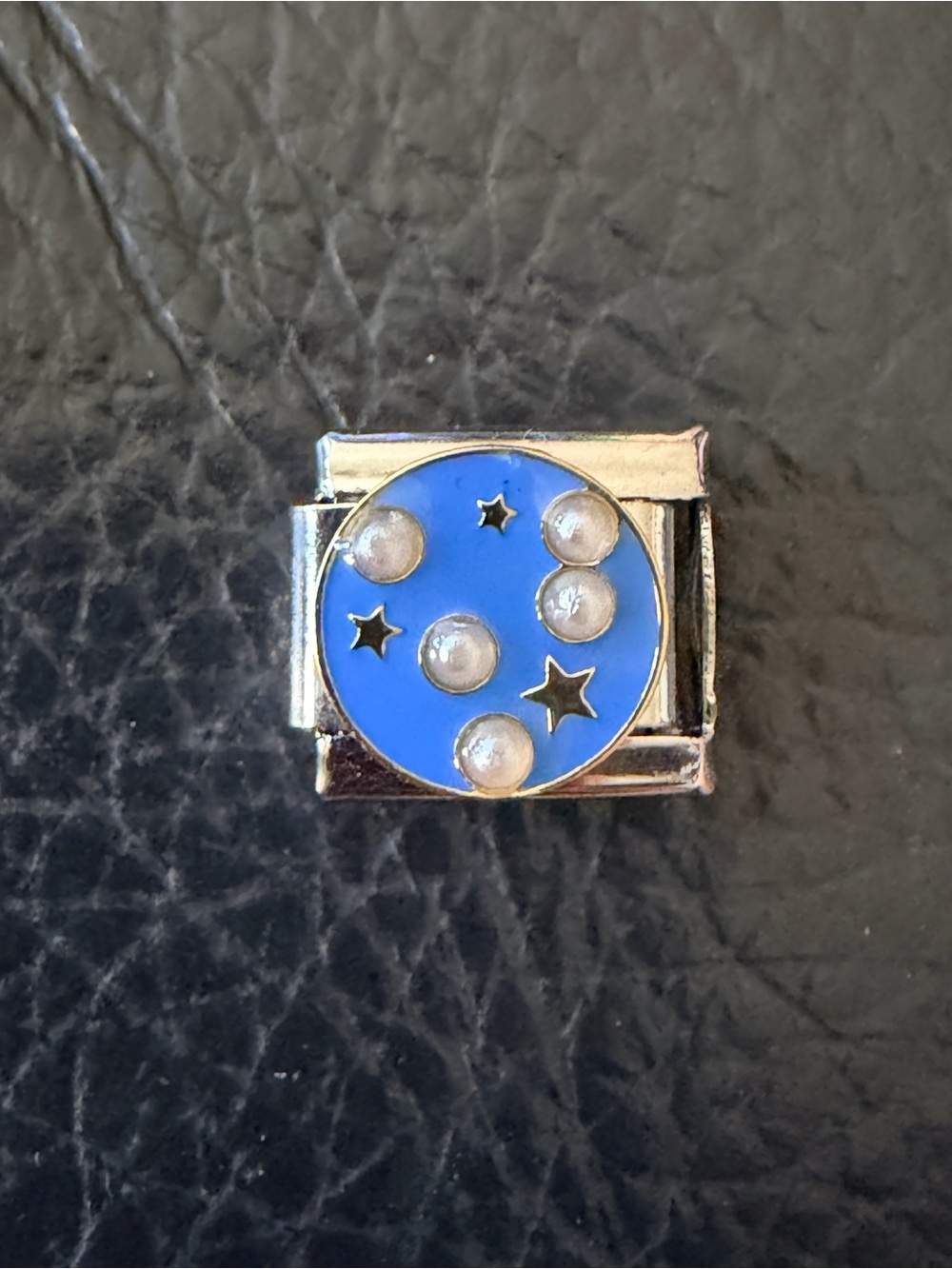 Celestial Blue Sky Italian Charm Link – Pearl & Star Enamel